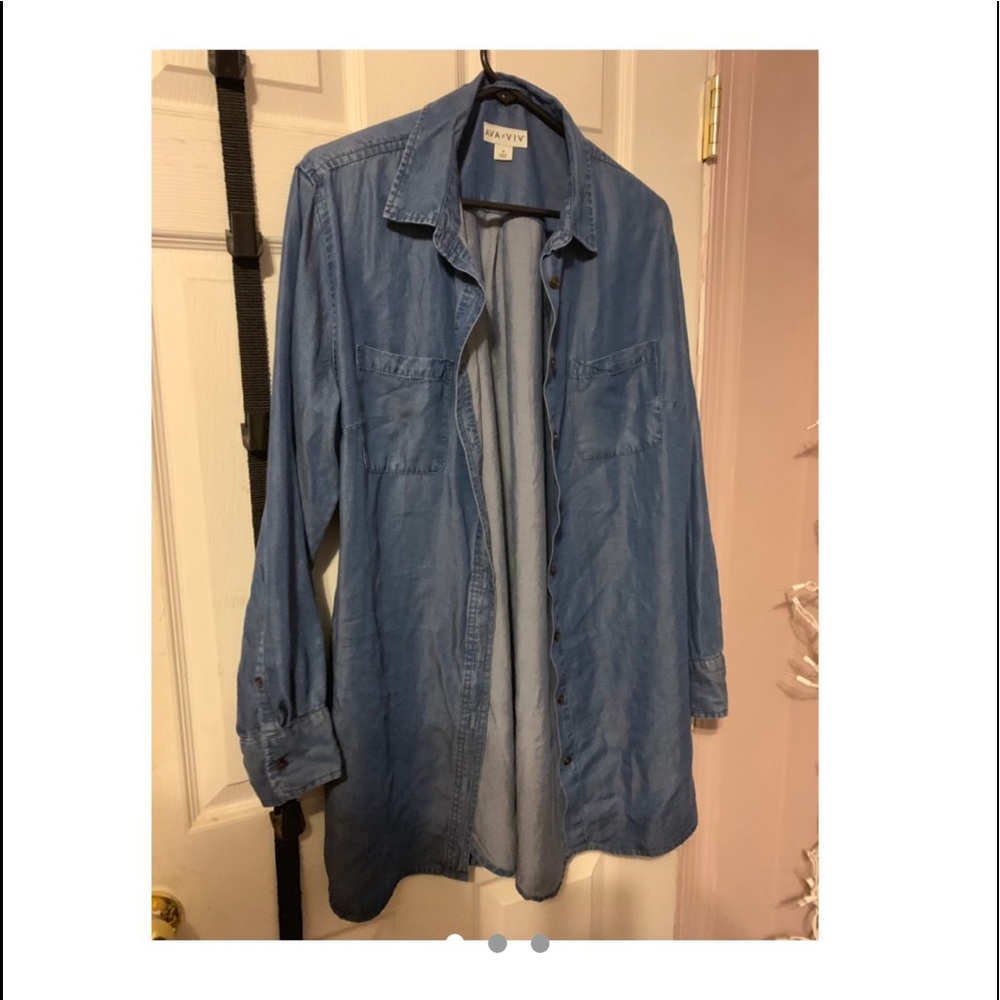 Denim plus size button-up